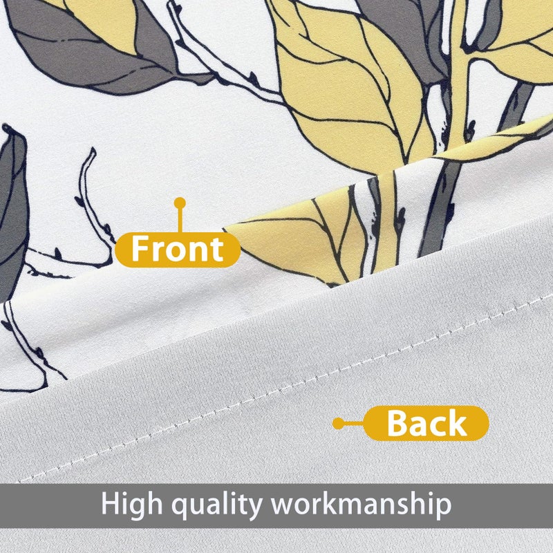 DriftAway Ryan Sketch Flower Floral Branch Leaves Lined Thermal Insulated Window Curtain Valance Rod Pocket 52 Inch by 18 Inch Plus 2 Inch Header Yellow Gray - Image 3