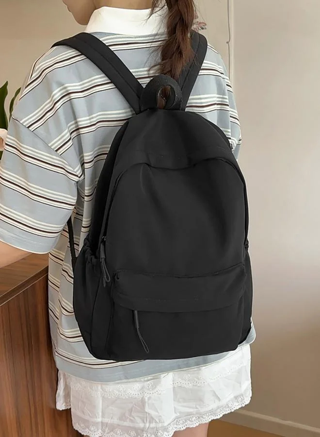 Take Two Black Plain Backpack