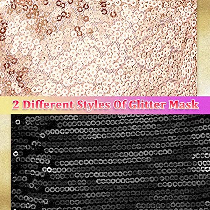 Syhood 12 Pieces Glitter Sequins Mouth Covers Shiny Masquerade Mouth Covering Adjustable Reusable Face Bandana for Women, 2 Styles - Image 3