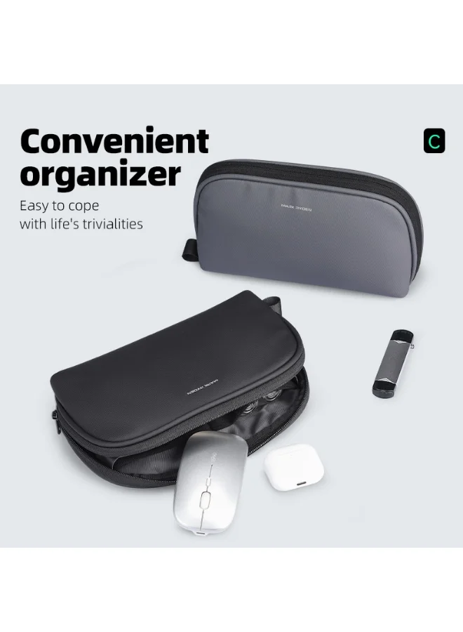 MARK RYDEN MARK RYDEN MR-63 Grey Digital Organizer Bag Compact Travel Gadget Pouch, Multi-Pocket Oxford with YKK Zipper & Water-Repellent Fabric – 22×13×6 cm