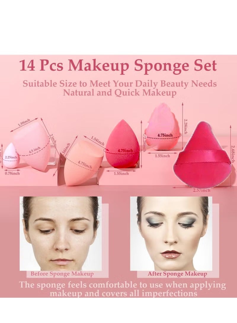 15-Piece Makeup Sponge Set- Multi soft color Mini Makeup Sponge, Powder Puff Long Lasting Beauty Sponge Wet & Dry Use for Women (Pink) - Image 3