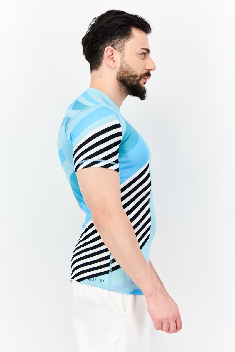 Adidas تي شيرت تدريب قصير الأكمام للرجال بتصميم نحيف، أزرق - Image 2