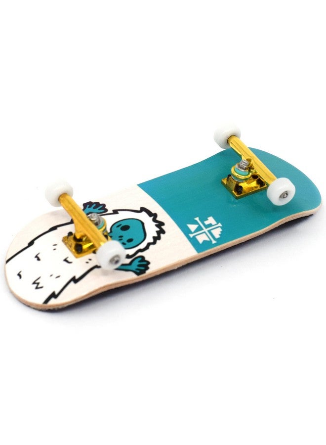 Teak Tuning 32Mm Pro Fingerboard Heat Transfer Graphic Complete - Fully Assembled With Pro Level Parts - Pro Shaped Wood Deck (34X97Mm), Ultraspin Wheels, Prodigy Trucks - Teal Yeti - Image 2
