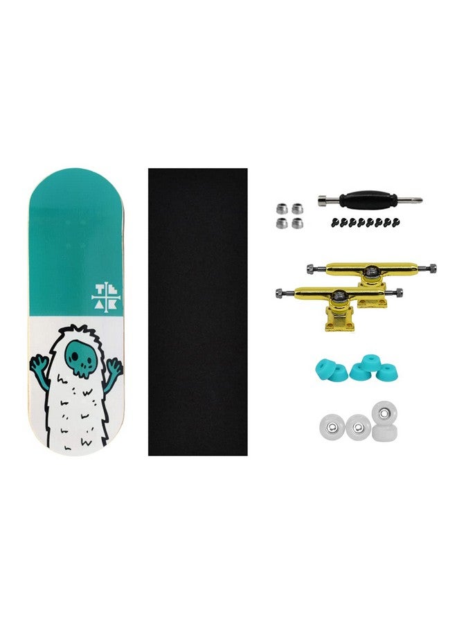 Teak Tuning 32Mm Pro Fingerboard Heat Transfer Graphic Complete - Fully Assembled With Pro Level Parts - Pro Shaped Wood Deck (34X97Mm), Ultraspin Wheels, Prodigy Trucks - Teal Yeti - Image 4
