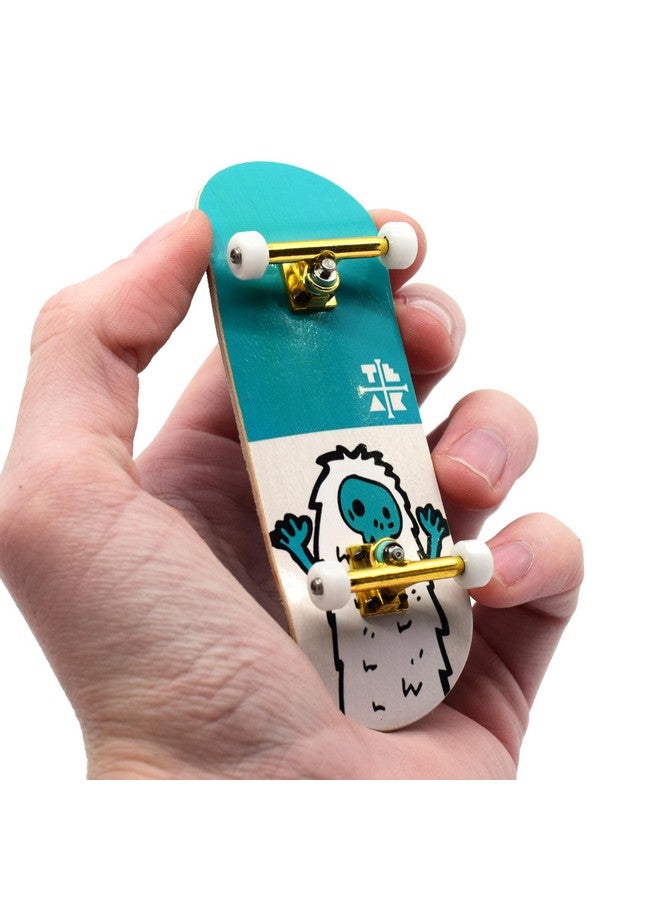 Teak Tuning 32Mm Pro Fingerboard Heat Transfer Graphic Complete - Fully Assembled With Pro Level Parts - Pro Shaped Wood Deck (34X97Mm), Ultraspin Wheels, Prodigy Trucks - Teal Yeti - Image 1