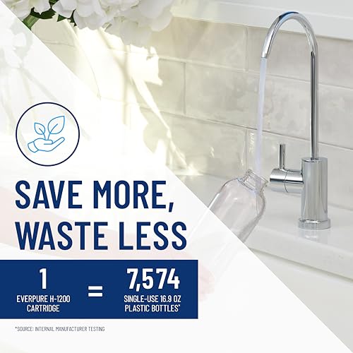 ever pure نظام مياه الشرب Pentair Everpure H-1200، EV928200، معتمد من NSF لتقليل الرصاص و PFOA/PFOS، نظام مزدوج للخرطوشة مع رأس فلتر، وخرطوشات وملحقات، سعة 1,000 جالون، 0.5 ميكرون - Image 5