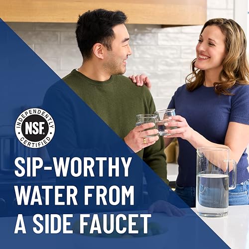 ever pure نظام مياه الشرب Pentair Everpure H-1200، EV928200، معتمد من NSF لتقليل الرصاص و PFOA/PFOS، نظام مزدوج للخرطوشة مع رأس فلتر، وخرطوشات وملحقات، سعة 1,000 جالون، 0.5 ميكرون - Image 4