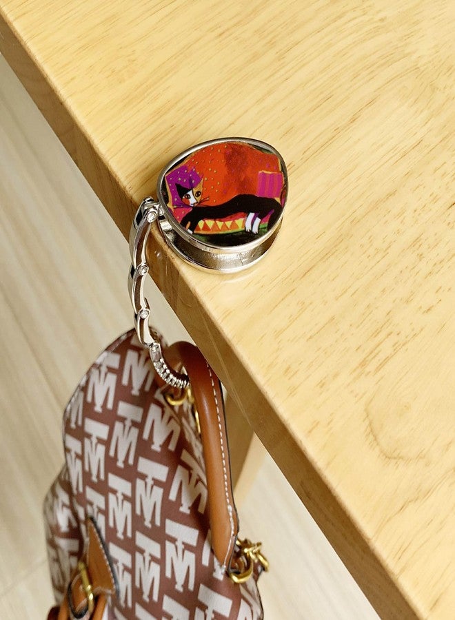 KSMD Animal Design Purse Hooks for Table and Bars,Portable Purse Hanger Organizers Hooks Handbag Holder Pocketbook Holder Bag Storage for Desk Bag Hook,Foldable Folding Table Hook Hanger (Lonely Cat) - Image 4