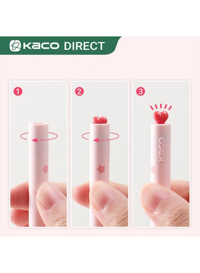 Kaco First Gel Pens Cute Stationery, Pack Of 2 Pieces Heart Pen Set With Extra 4 Black Refills (2 Pink) - Image 3