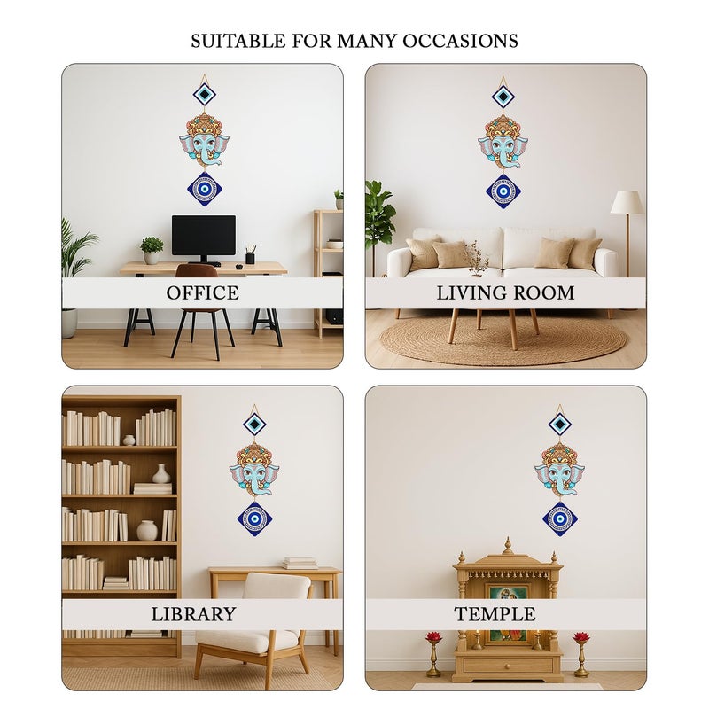 Kaameri Bazaar فن تعليق جدارية غانيشا الزخرفية المنزلية مصنوعة من MDF لتزيين غرفة المعيشة وغرفة النوم - Image 4