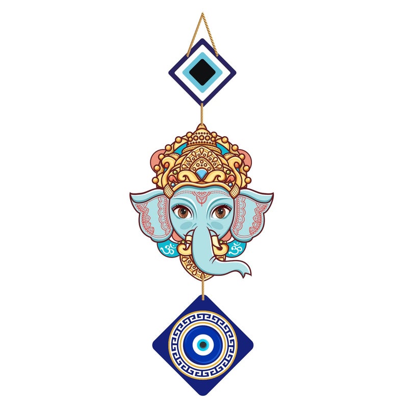 Kaameri Bazaar فن تعليق جدارية غانيشا الزخرفية المنزلية مصنوعة من MDF لتزيين غرفة المعيشة وغرفة النوم - Image 1