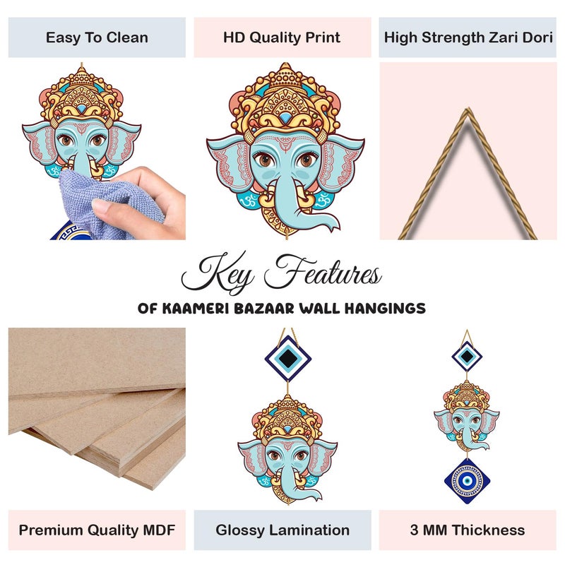Kaameri Bazaar فن تعليق جدارية غانيشا الزخرفية المنزلية مصنوعة من MDF لتزيين غرفة المعيشة وغرفة النوم - Image 3