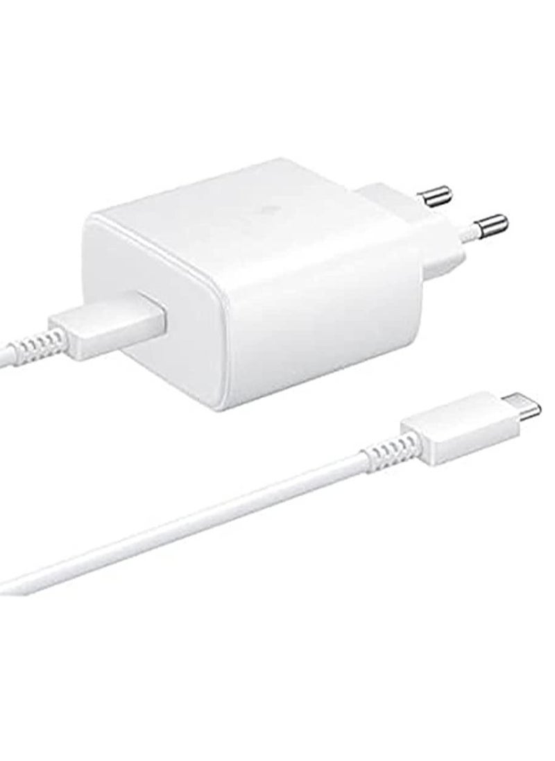Super Fast Charging Travel Adapter With USB Type-C To USB Type-C Cable 45W White