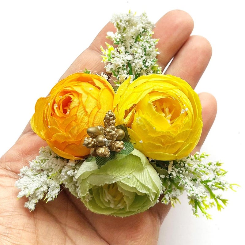 ADIKALA Set of 6 Handmade Artificial Peonies Flower Bunch for Hamper Flower Brooch Hamper for Decoration Gifting Trousseau Packing Artificial Flower Bunch Hamper Multi Color - Image 2