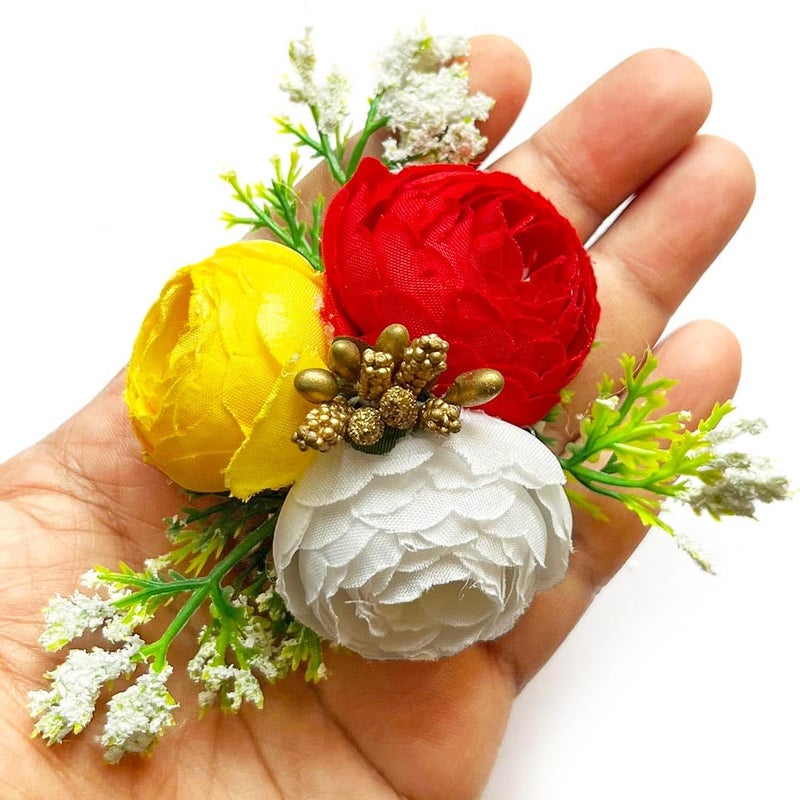 ADIKALA Set of 6 Handmade Artificial Peonies Flower Bunch for Hamper Flower Brooch Hamper for Decoration Gifting Trousseau Packing Artificial Flower Bunch Hamper Multi Color - Image 4