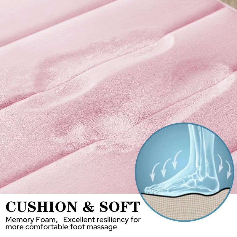 BYSURE سجادة الحمام من طراز Pink Pink Memory Foam 3 قطعة غير قسيمة إضافية ناعمة للاستحمام الحصير الماكينة قابلة للغسل وجفاف مجموعات حصيرة الحمام - Image 1