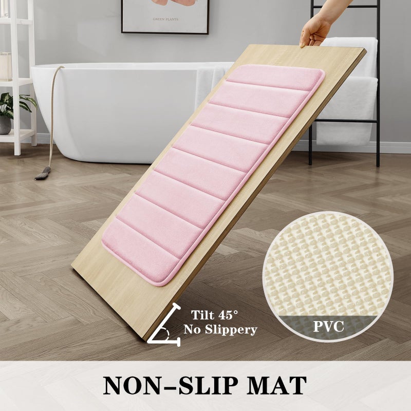 BYSURE سجادة الحمام من طراز Pink Pink Memory Foam 3 قطعة غير قسيمة إضافية ناعمة للاستحمام الحصير الماكينة قابلة للغسل وجفاف مجموعات حصيرة الحمام - Image 2