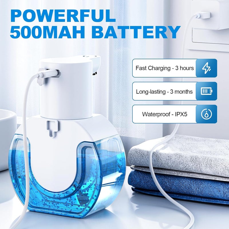 Fantictas Automatic Wall Mounting Soap Dispenser - 420 ml Electric No Touch Foam Sensor With USB Rechargeable IPX5 Waterproof ABS Plastic - Image 5