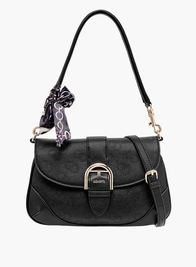Celeste Women Monogram Print Satchel Bag with Detachable Strap and Flap Closure