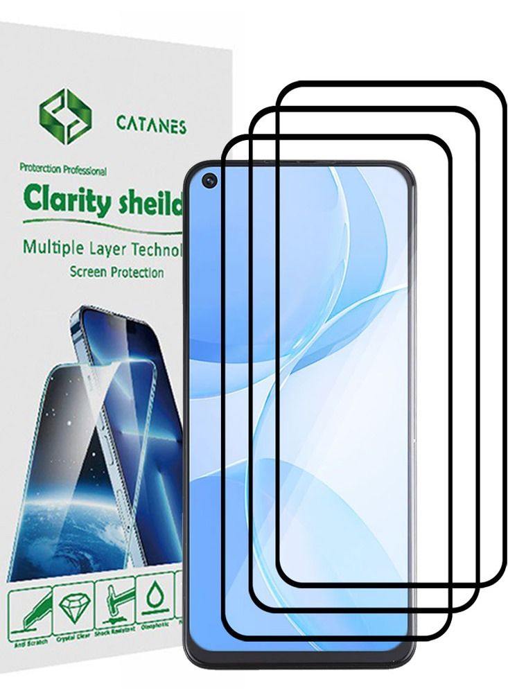 CATANES 3 Pack For Oppo A53 5G Screen Protector Tempered Glass Full Glue Back - Image 1