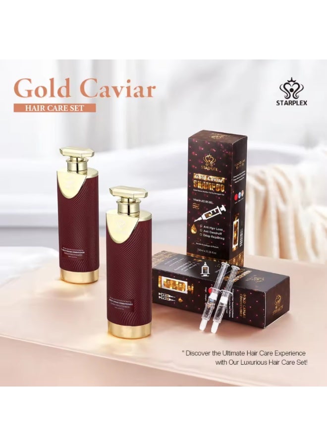 STARPLEX Gold Caviar Hair Care Set 750ml*2 Bottles, Shampoo & Conditioner, Anti Hair Loss Anti Dandruff Oil Control, Keratin Collagen Damaged Hair Repair for Dry Frizzy Hair, Salon Grade Luxury Hair Care Gift Box, Suitable for Sensitive Scalp Men & Women - Image 1