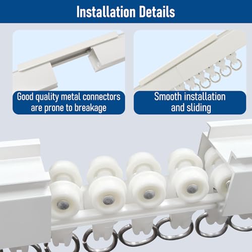 YMDparts Ceiling Curtain Track kit 15FT Ceiling Curtain Track or Wall White Curtain Rail Room Divider Ceiling Track Set with Clips Suitable for Living Room Bedroom Bathroom - Image 5