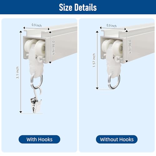 YMDparts Ceiling Curtain Track kit 15FT Ceiling Curtain Track or Wall White Curtain Rail Room Divider Ceiling Track Set with Clips Suitable for Living Room Bedroom Bathroom - Image 3