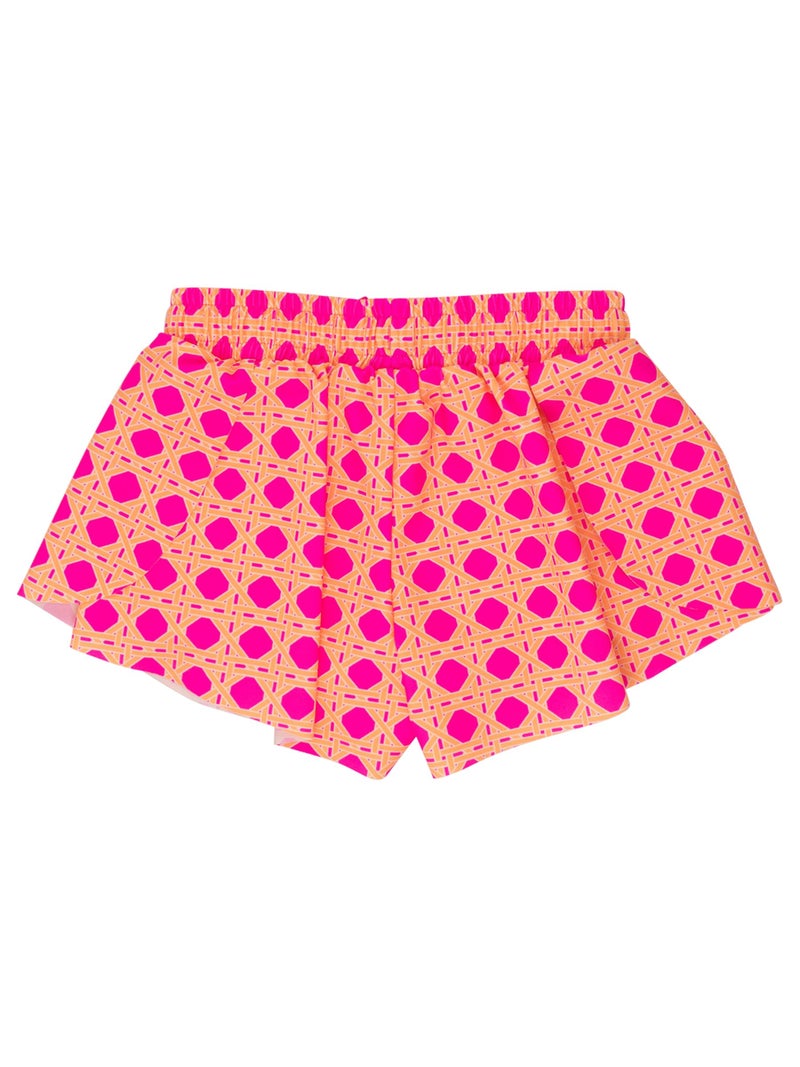 RuffleButts Girls UPF50+ Sun Protected Athletic Active Butterfly Flowy Shorts - Neon Sherbet Cane, 5 - Image 2