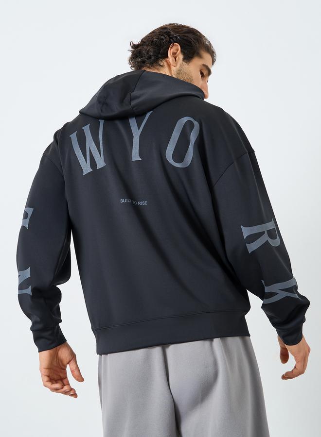 Styli Oversized Back City Text Print Scuba Hoodie - Image 1