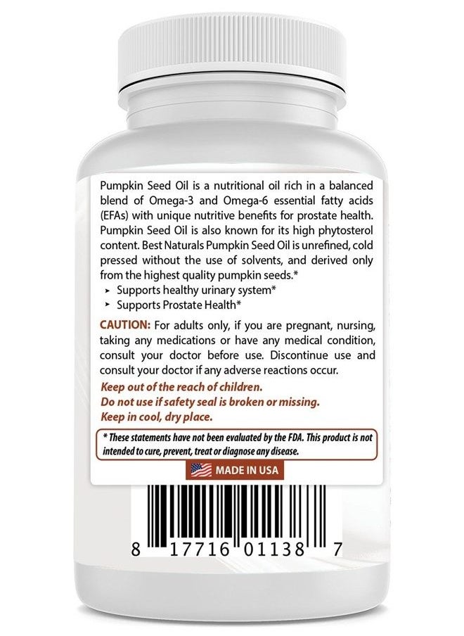 Best Naturals - Pumpkin Seed Oil Bladder Control 1000 mg 180 Softgels - Image 1