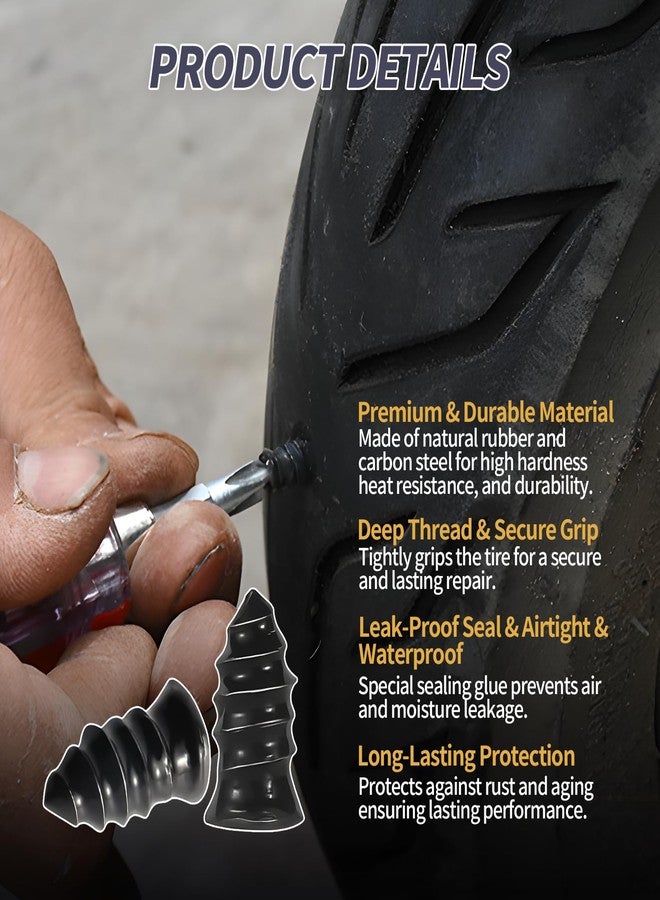 Creztail 61 Pcs Tire Repair Nail Set, Vacuum Tire Mending Nail & Screwdriver Tool, Self-Tapping Tire Screws with Rubber Seal, Tire Screw Plug Repair Kit for Car, Motorcycle, Jeep, Tire Puncture Repair - Image 3