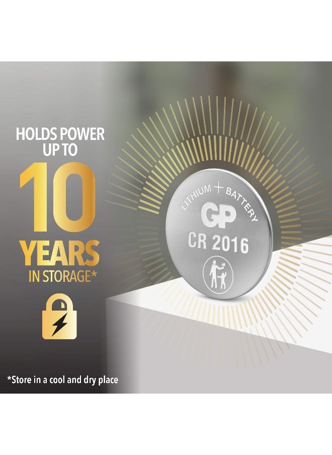 GP - Gp Lithium Button Cr2016 Batteries 5-Pack – High-Performance, Long-Lasting Power For Watches, Calculators, Key Fobs, And Remotes, Dl2016 Equivalent, Reliable And Durable - Image 1