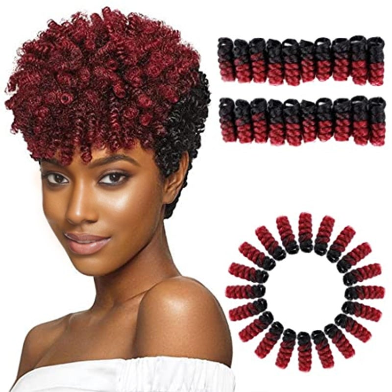 PHOCAS HairPhocas 5 Packs Synthetic Curly Crochet Hair 10 inch 20rootspack for Crochet Braids HairBlack to Red