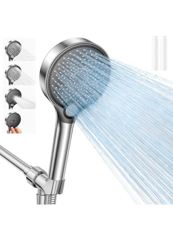 HOMESTAR Advanced Filtered Shower System with Handheld , High-Pressure Shower Head - 3-Spray High Pressure Shower Head for Hard Water, Eco-Certified Softener with Adjustable Angle & 1.5m Stainless Steel Hose, Anti-Clog Durable ABS Material For Home Bathroom Upgrade, Black/Silver, 26.8*13 cm - Image 1