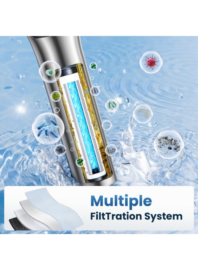 HOMESTAR Advanced Filtered Shower System with Handheld , High-Pressure Shower Head - 3-Spray High Pressure Shower Head for Hard Water, Eco-Certified Softener with Adjustable Angle & 1.5m Stainless Steel Hose, Anti-Clog Durable ABS Material For Home Bathroom Upgrade, Black/Silver, 26.8*13 cm - Image 4