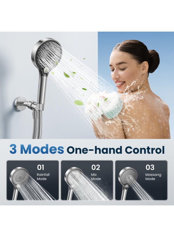 HOMESTAR Advanced Filtered Shower System with Handheld , High-Pressure Shower Head - 3-Spray High Pressure Shower Head for Hard Water, Eco-Certified Softener with Adjustable Angle & 1.5m Stainless Steel Hose, Anti-Clog Durable ABS Material For Home Bathroom Upgrade, Black/Silver, 26.8*13 cm - Image 5