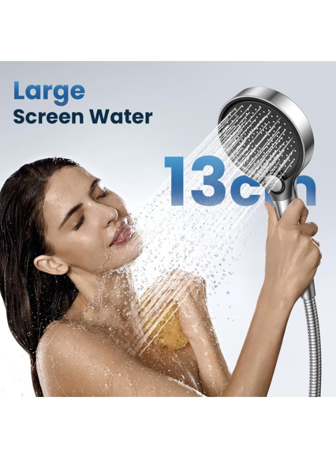 HOMESTAR Advanced Filtered Shower System with Handheld , High-Pressure Shower Head - 3-Spray High Pressure Shower Head for Hard Water, Eco-Certified Softener with Adjustable Angle & 1.5m Stainless Steel Hose, Anti-Clog Durable ABS Material For Home Bathroom Upgrade, Black/Silver, 26.8*13 cm - Image 3