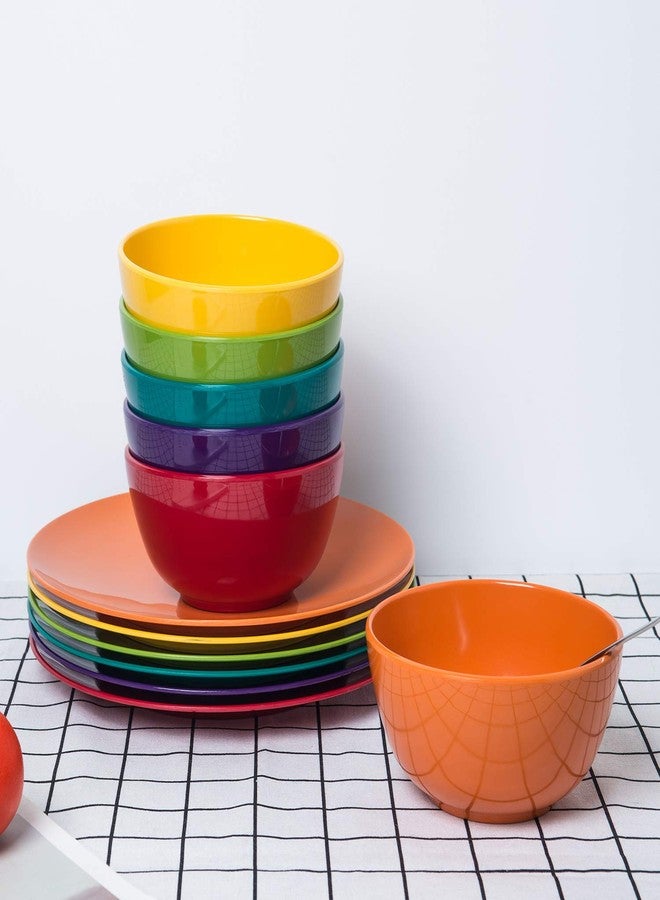 KX-WARE Melamine Plates, 10.5-inch Dinner Plates set of 6 Multicolor, 100% Melamine Dishwasher Safe BPA Free - Image 5