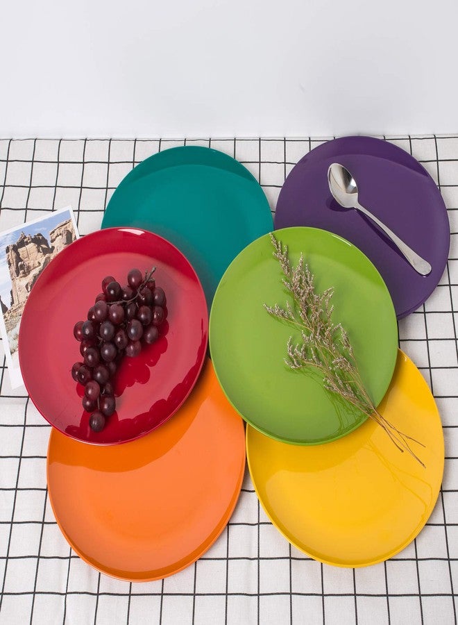 KX-WARE Melamine Plates, 10.5-inch Dinner Plates set of 6 Multicolor, 100% Melamine Dishwasher Safe BPA Free - Image 4