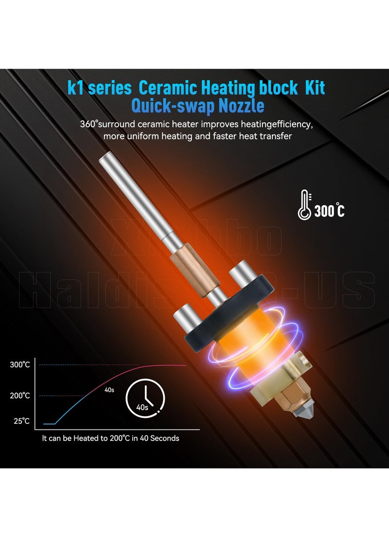 SYOSI - 3D Printer Hotend K1 K1C Ceramic Hotend Kit, Quick Swap Nozzle for Creality K1 Max K1C, Upgrade All Metal Integrated Extruder Hot End Replacement - Image 1
