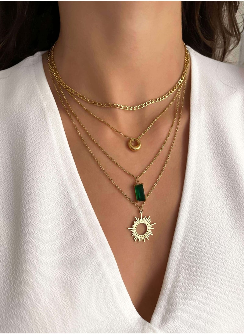 Clé de Lune Empty Sun Pendant Necklace- Gold  - Image 2