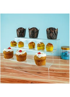 amiazi AMIAZI™ 3-Tier Cupcake Organizer Clear Acrylic Riser Display Shelf Showcase Stand for kitchen Dessert and Cupcakes Stand for Party Events Cosmetics Display Stand Perfumes organizer cake stand  - Image 2
