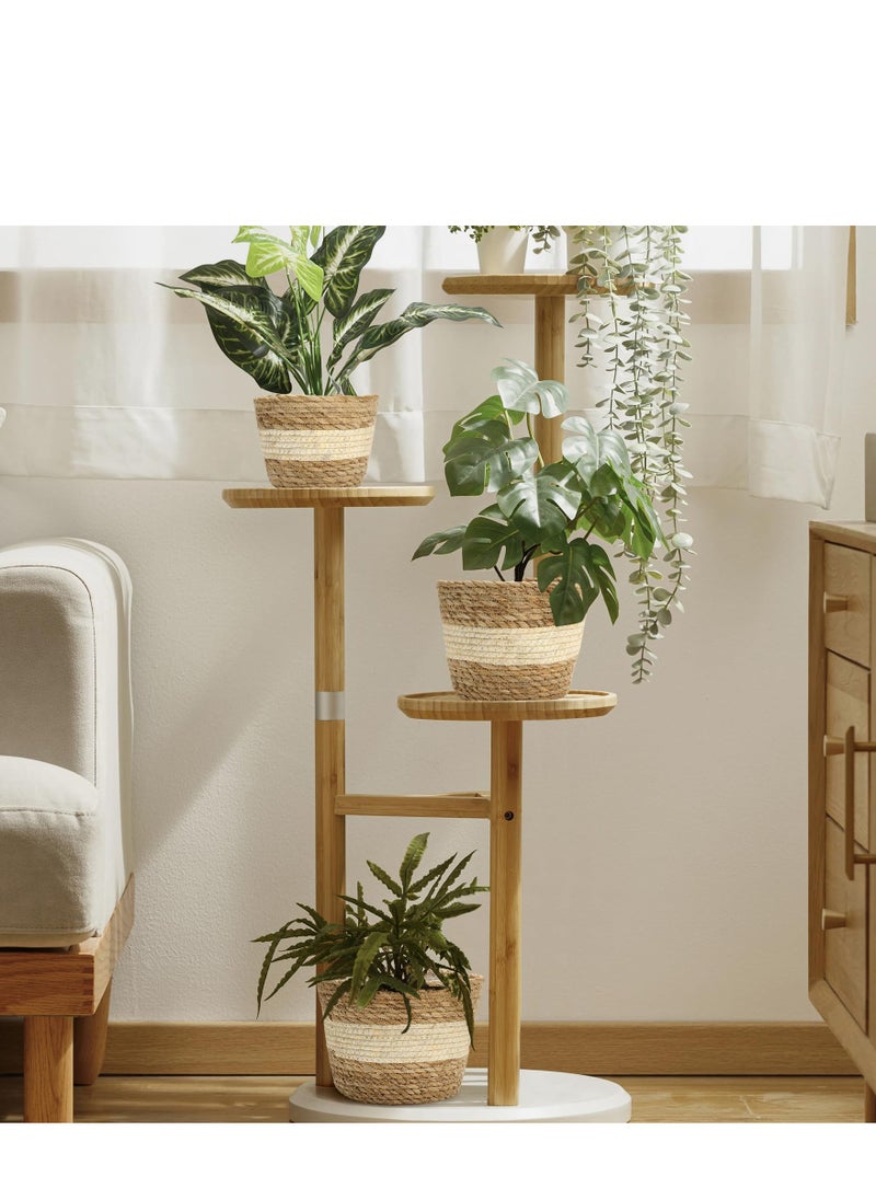 D&L Set Of 3 Plant Baskets Flower Pots Seagrass Flower Pot Baskets Indoor With Plastic Liner Water Hyacinth And Corn Stalk Woven Planters Flower Basket Planter Basket For Home Floor Potted Pots Decor Covers Plant Containers  - Image 3