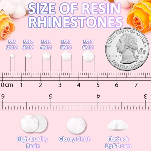 TINKRSTUFF 3000Pcs 5mm Resin Jelly Rhinestones with 1Pcs 10ml B7000 Jewelry Glue for Crafting, White Flatback Gems, Bedazzling Crystal Bulk for DIY Crafts Clothing Tumblers Shoes Nail Art Fabric - Image 3