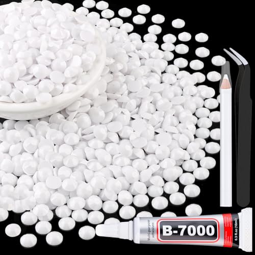 TINKRSTUFF 3000Pcs 5mm Resin Jelly Rhinestones with 1Pcs 10ml B7000 Jewelry Glue for Crafting, White Flatback Gems, Bedazzling Crystal Bulk for DIY Crafts Clothing Tumblers Shoes Nail Art Fabric - Image 1