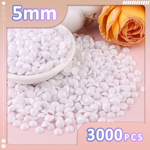 TINKRSTUFF 3000Pcs 5mm Resin Jelly Rhinestones with 1Pcs 10ml B7000 Jewelry Glue for Crafting, White Flatback Gems, Bedazzling Crystal Bulk for DIY Crafts Clothing Tumblers Shoes Nail Art Fabric - Image 2
