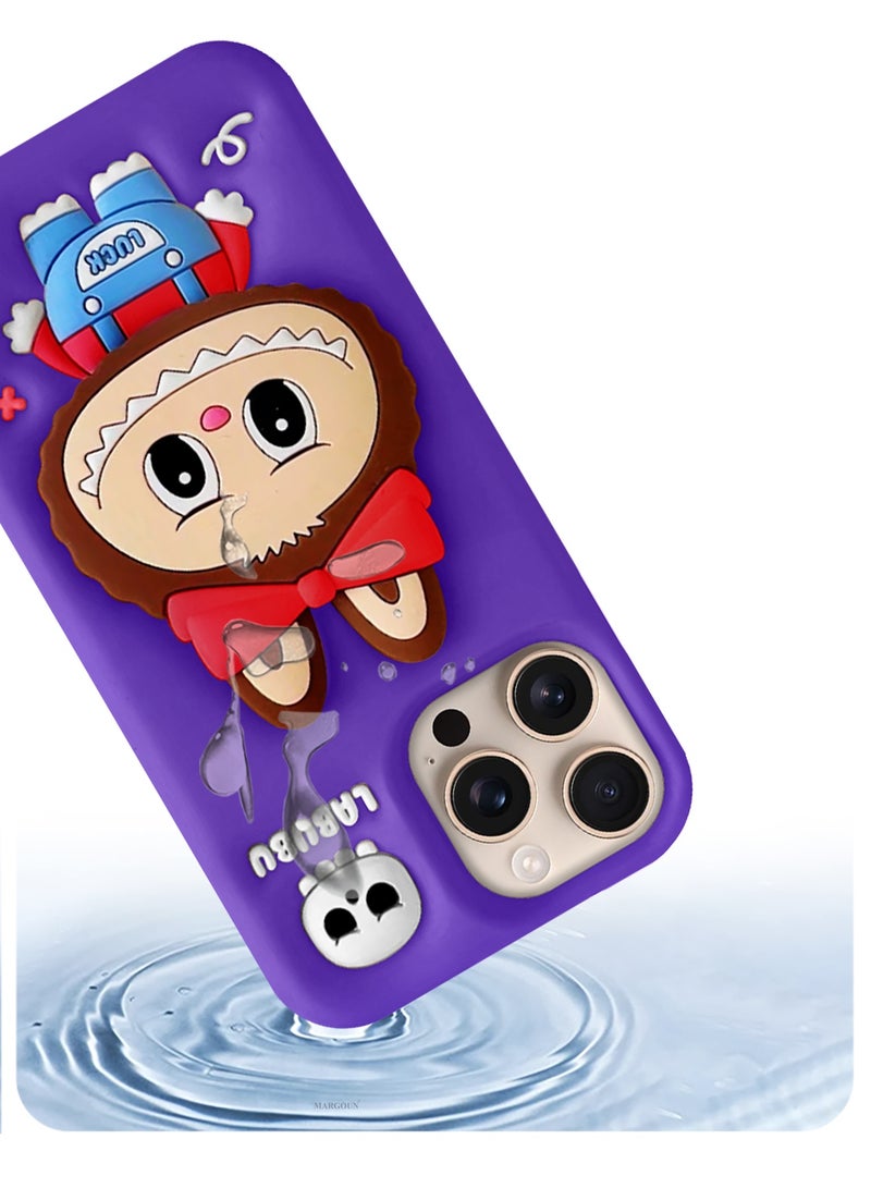 CATANES 3Packs Case Cover Soft Silicone for Apple iPhone 16 Pro Max Labubu Elegant Protection and Quad-Camera Precision Cutout - Purple - Image 5