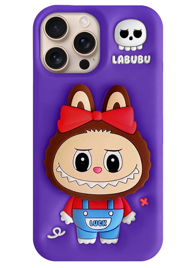 CATANES 3Packs Case Cover Soft Silicone for Apple iPhone 16 Pro Max Labubu Elegant Protection and Quad-Camera Precision Cutout - Purple - Image 1