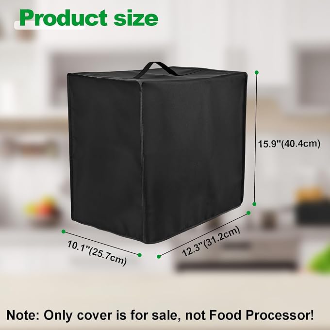 NUENSS-ROR Cover for BLACK+DECKER and KitchenAid 7-8 Cup Food Processor, Heavy Duty Waterproof Dustproof Food Processor Protective Case Cover, Accessories for BLACK+DECKER Food Processors (Black) - Image 2