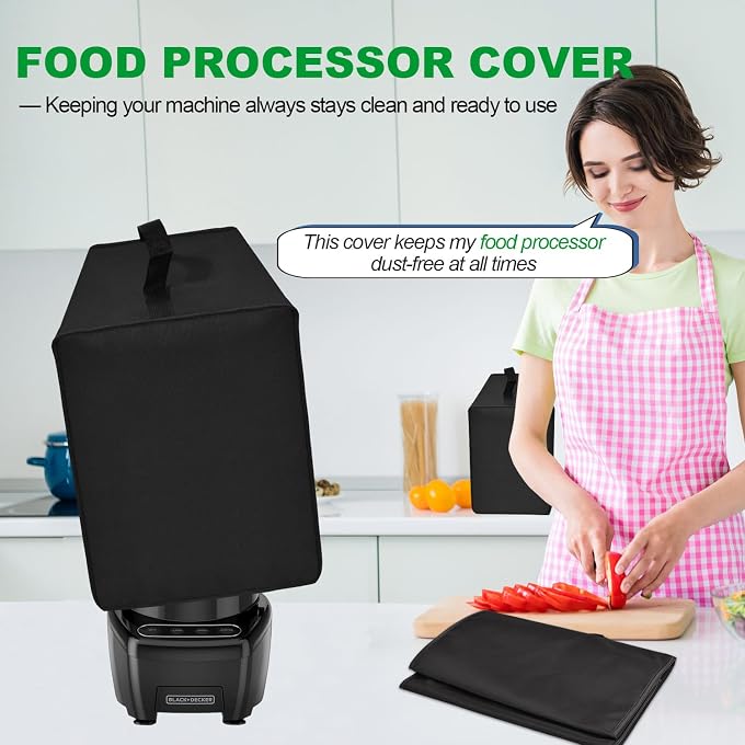 NUENSS-ROR Cover for BLACK+DECKER and KitchenAid 7-8 Cup Food Processor, Heavy Duty Waterproof Dustproof Food Processor Protective Case Cover, Accessories for BLACK+DECKER Food Processors (Black) - Image 3
